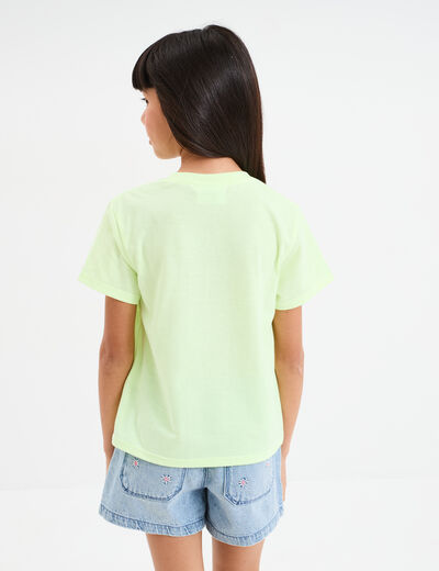 T-shirt manches courtes Stitch jaune fluo fille