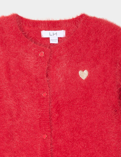 Gilet manches longues boutonné rouge bébé fille