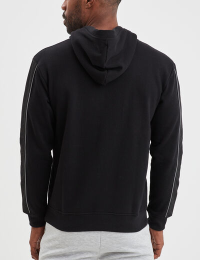 Sweat à capuche hoodie Liberto bimatière noir homme
