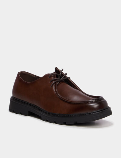 Derbies crant&eacute;es marron homme
