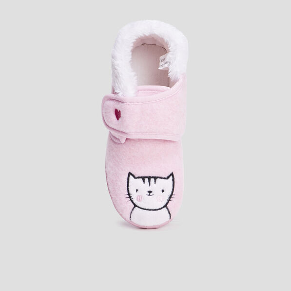 Chaussons bottillons fourrés forme chat rose fille