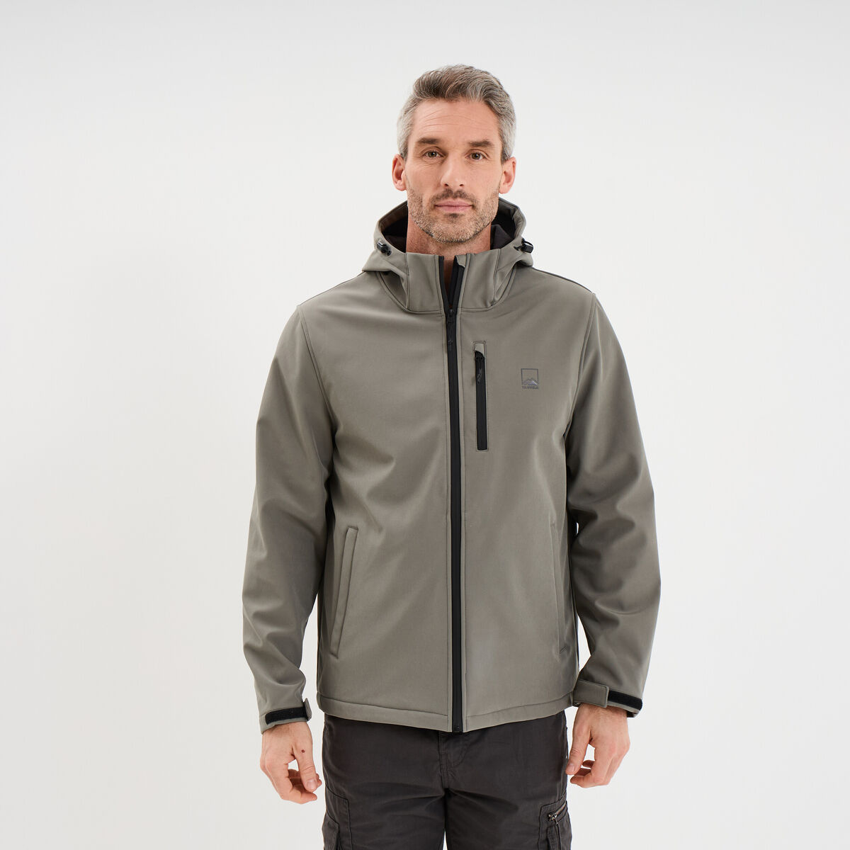 Blouson d&eacute;perlant fourr&eacute; &agrave; capuche gris homme