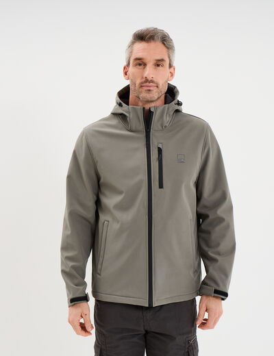 Blouson d&eacute;perlant fourr&eacute; &agrave; capuche gris homme