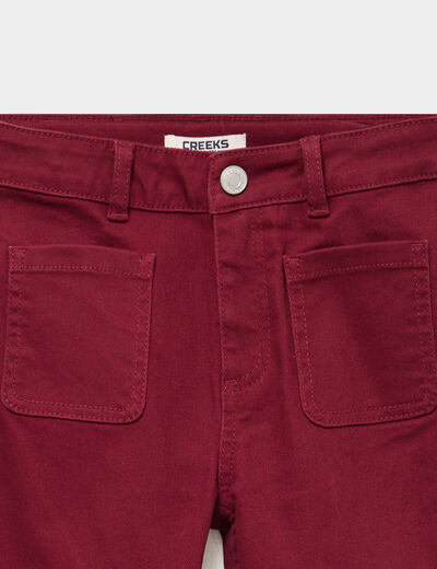 Pantalon bootcut twill 4 poches bordeaux fille