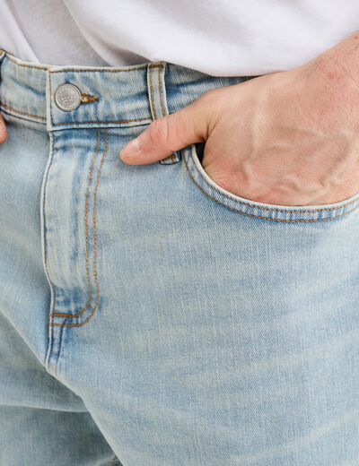 Bermuda en jean droit coton denim bleach homme