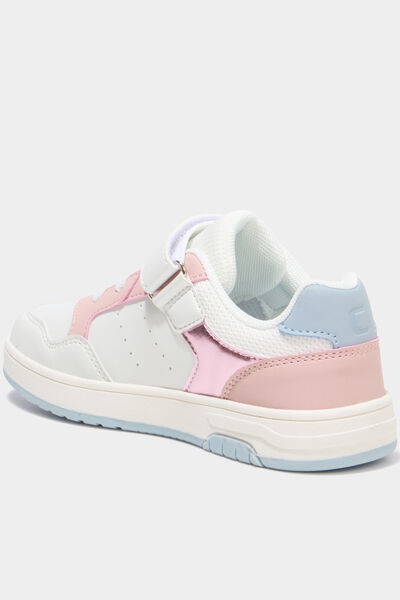 Baskets &agrave; scratchs bout renforc&eacute; blanc fille