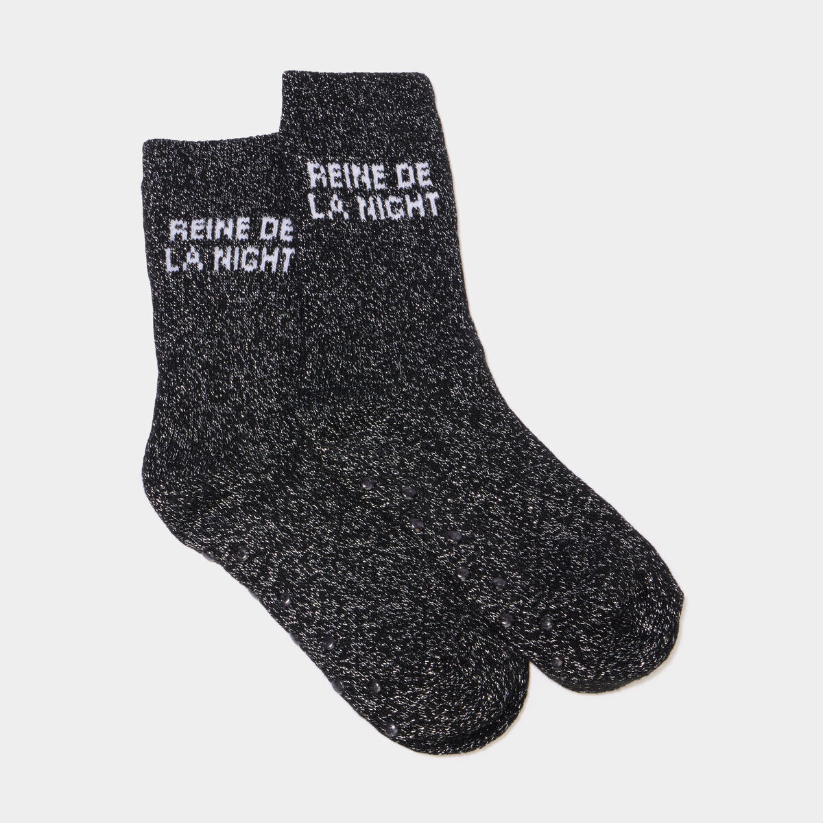 Chaussettes d'int&eacute;rieur La queen noir femme