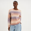 Pull droit col rond manches longues multicolore femme