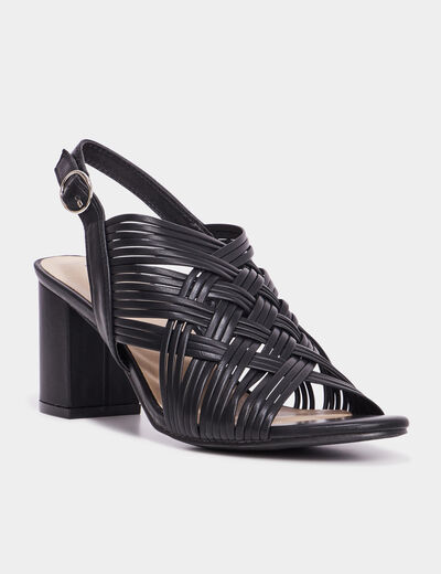 Sandales multibrides à talons Mosquitos noir femme