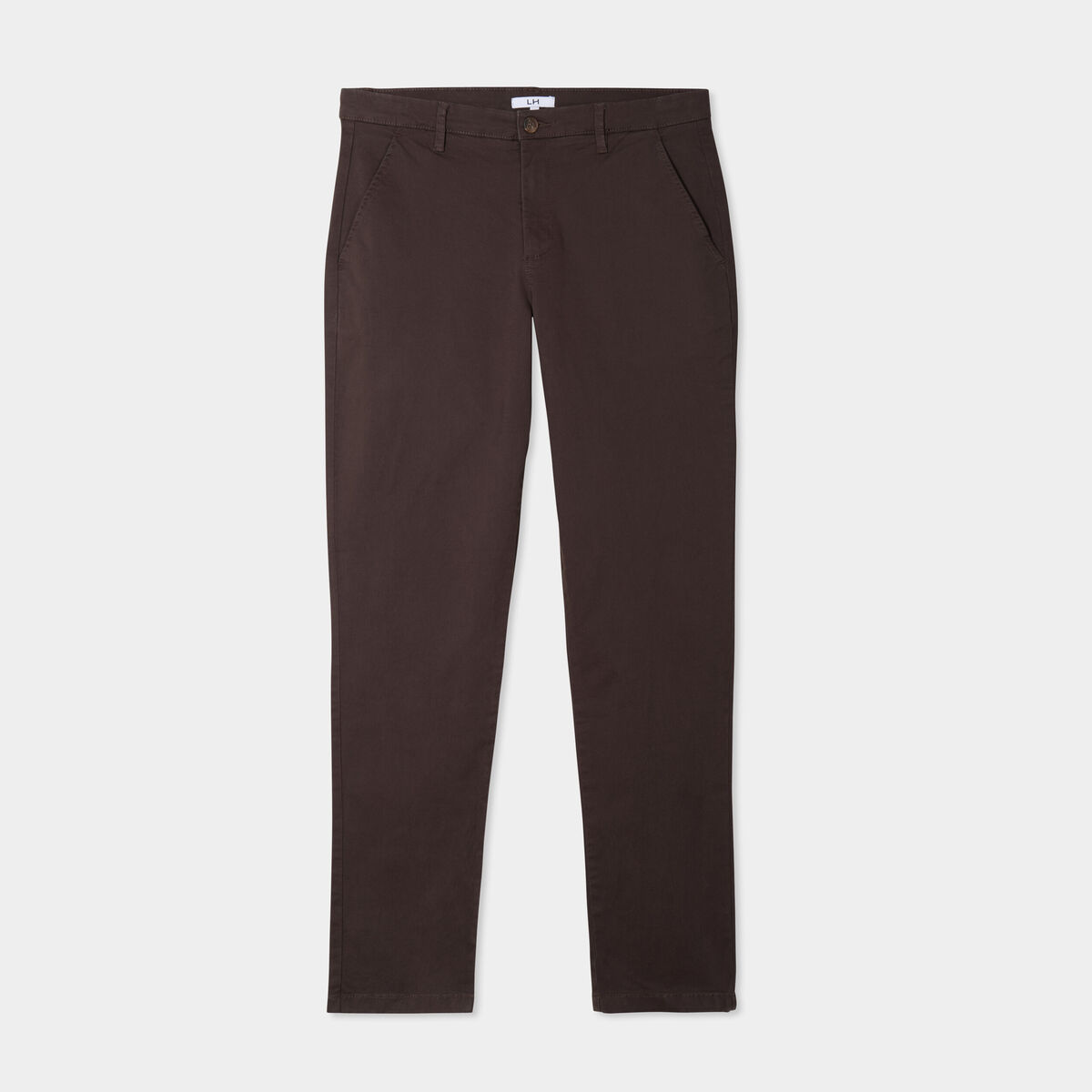 Pantalon chino droit stretch marron foncé homme