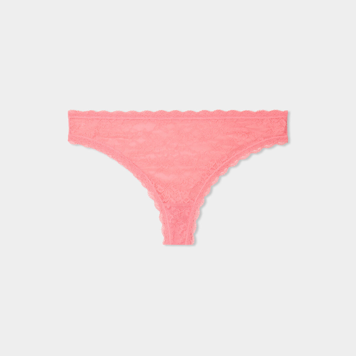 Tanga en dentelle doublure coton vieux rose femme