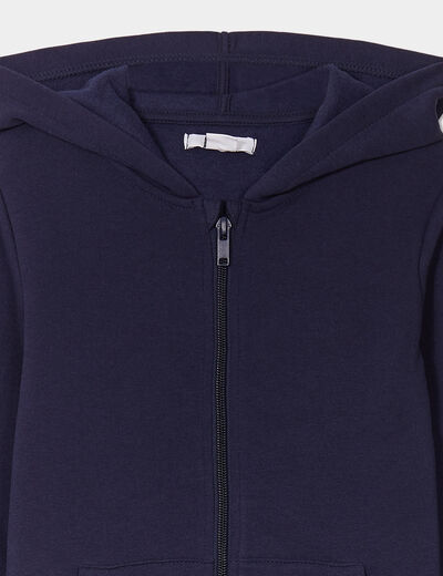 Sweat à capuche zippé bleu marine fille