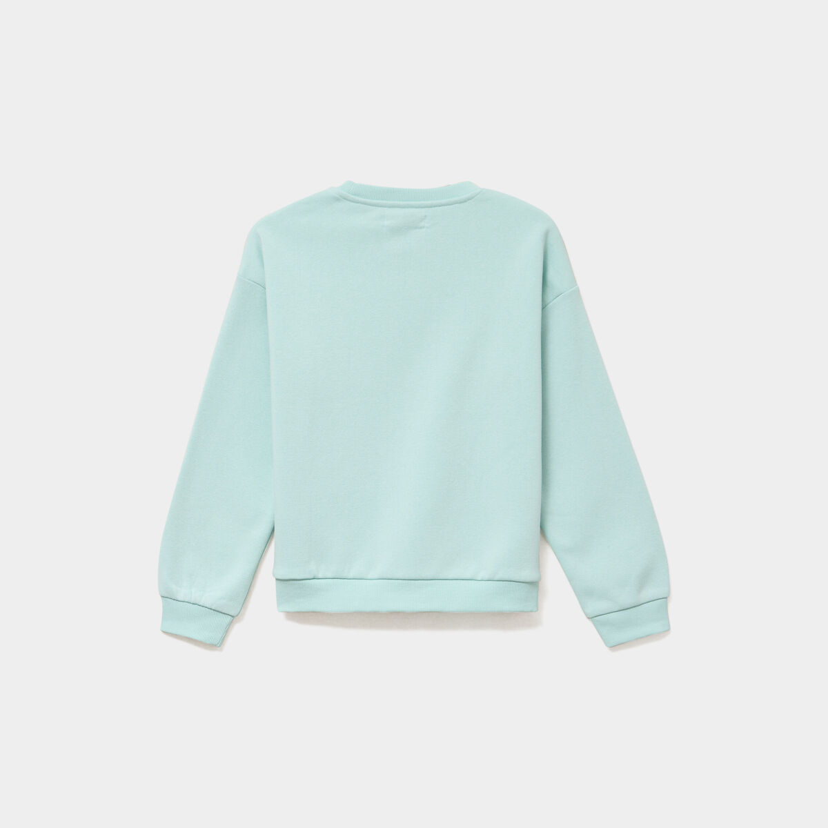 Sweat col rond manches longues bleu turquoise fille