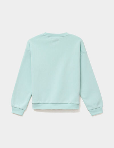 Sweat col rond manches longues bleu turquoise fille