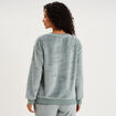 Haut de pyjama sweat polaire torsad&eacute; bleu gris femme