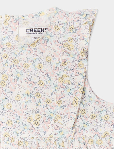 Robe patineuse avec volants coton Creeks bleu pastel bébé fille