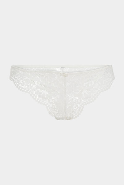 Tanga en dentelle blanc femme