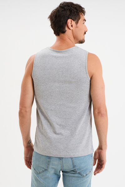 D&eacute;bardeur col rond bretelles larges gris homme