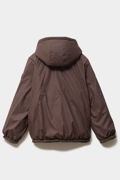 Blouson d&eacute;perlant r&eacute;versible &agrave; capuche marron fonc&eacute; gar&ccedil;on