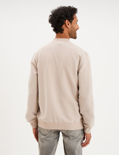 Gilet reli&eacute;f&eacute; manches longues zipp&eacute; gris clair homme