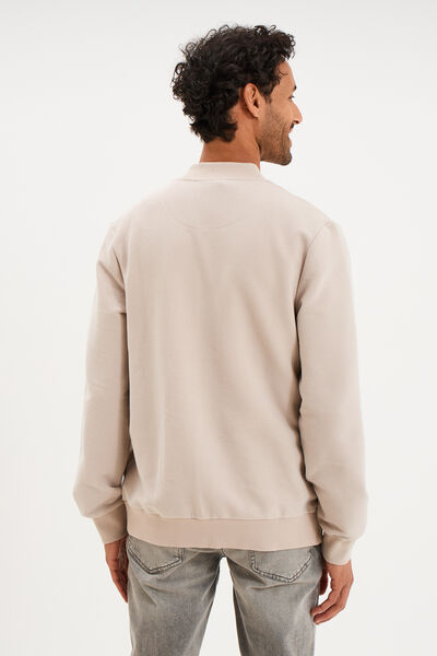 Gilet reli&eacute;f&eacute; manches longues zipp&eacute; gris clair homme