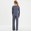 Ensemble pyjama pantalon 2 pi&egrave;ces bleu gris femme