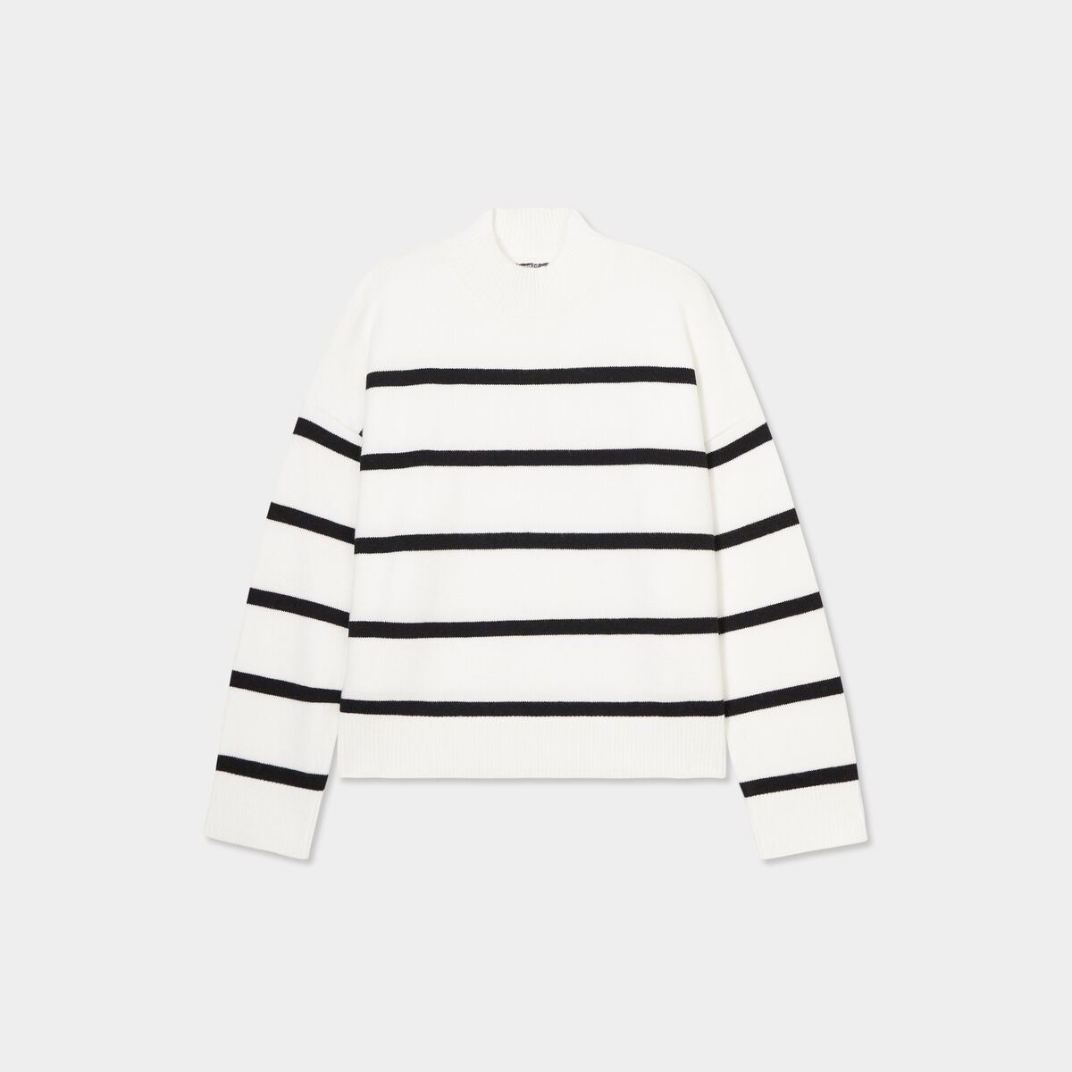 Pull col montant manches longues ecru femme