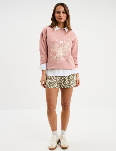 Short fluide taille élastiquée vert kaki femme