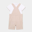Ensemble salopette et polo coton sable b&eacute;b&eacute; gar&ccedil;on
