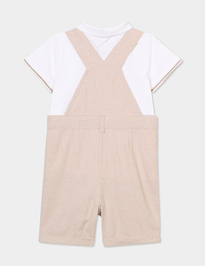 Ensemble salopette et polo coton sable bébé garçon