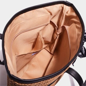 sac shopping tresse detail noeud marron clair femme Sac shopping tressé détail noeud marron clair femme