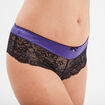 Shorty en micro dentelle violet foncé femme