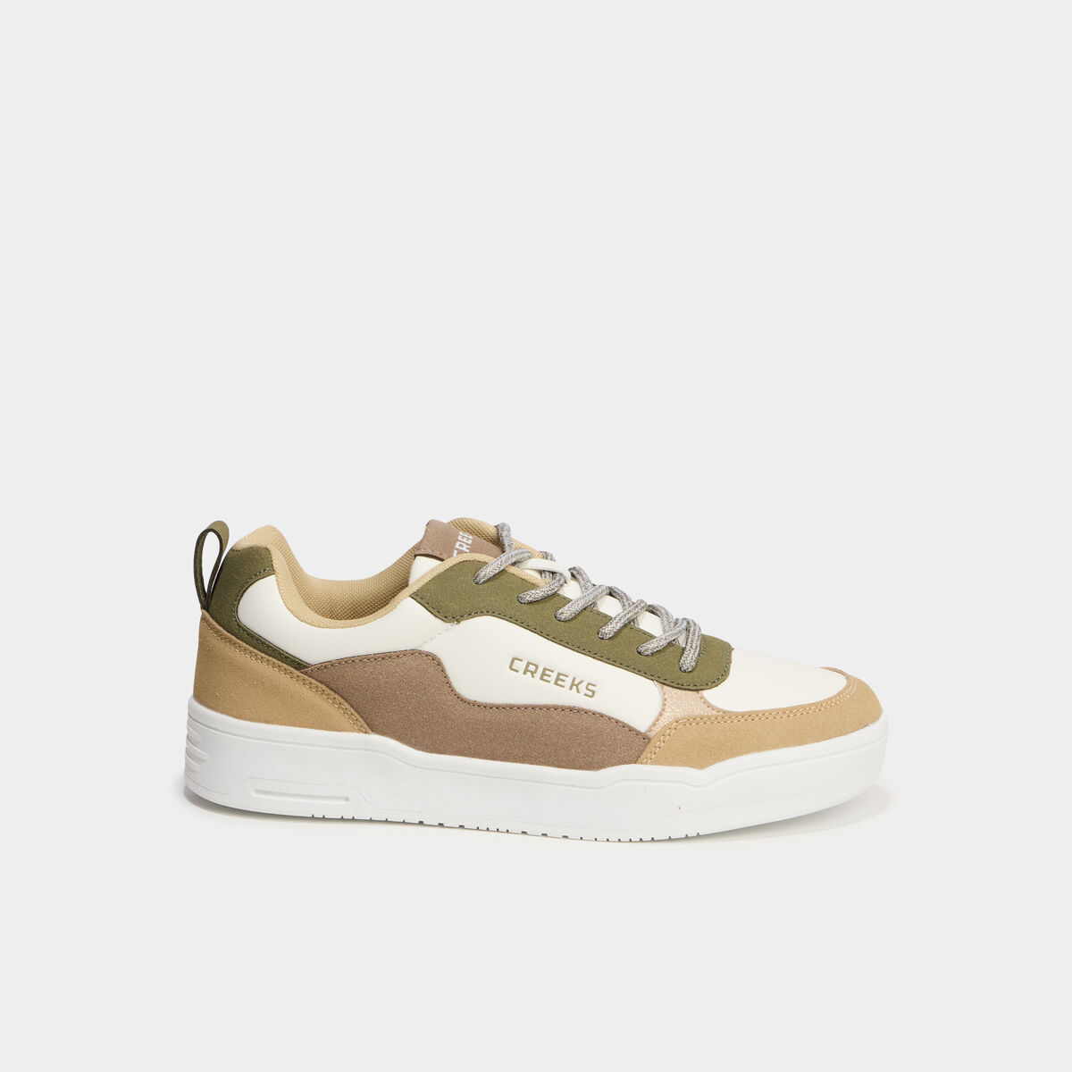 Baskets &agrave; lacets vert kaki femme