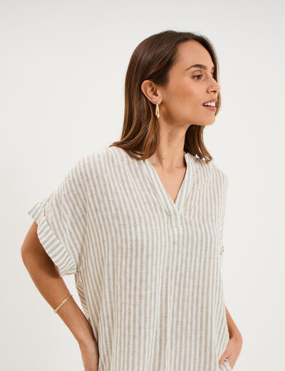 Blouse droite &agrave; manches courtes vert femme