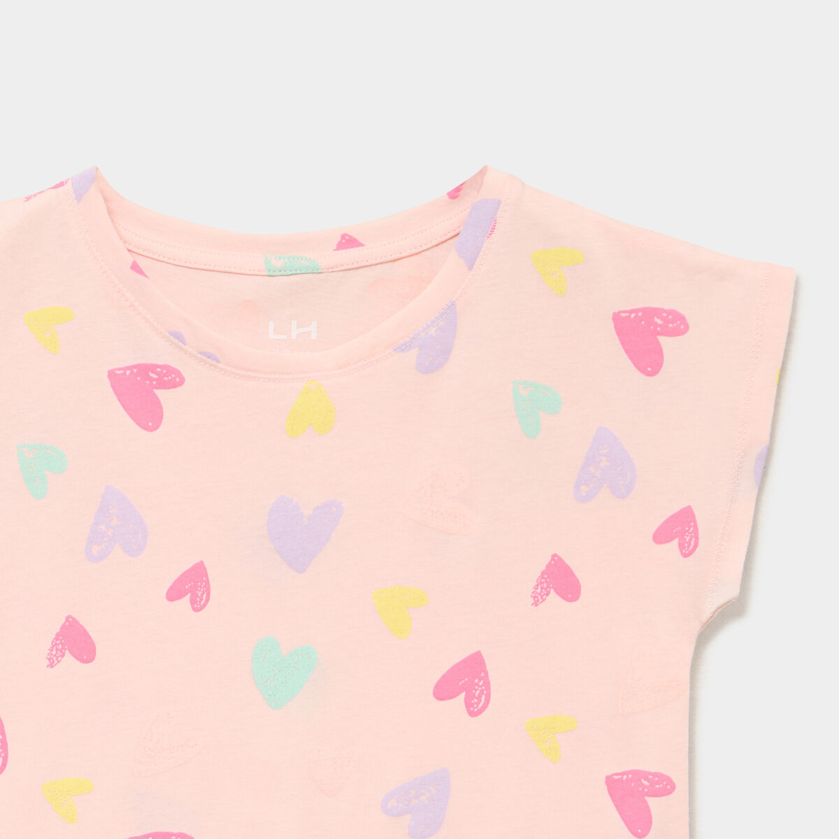 Chemise de nuit manches courtes coton rose fille