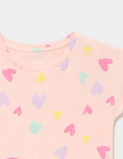 Chemise de nuit manches courtes coton rose fille