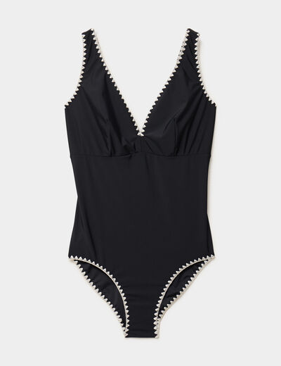 Maillot de bain foulard une pi&egrave;ce noir femme grande taille