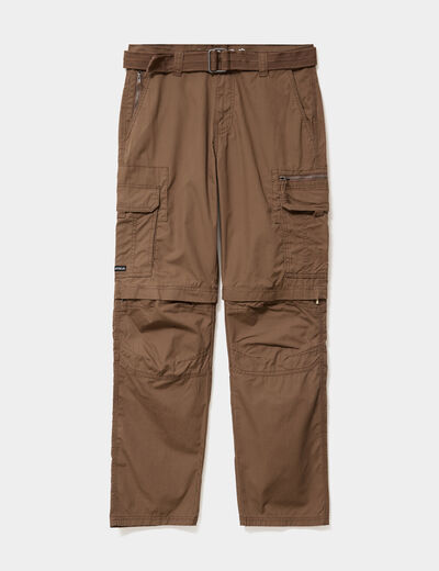 Pantalon cargo 2-en-1 modulable bermuda marron fonc&eacute; homme