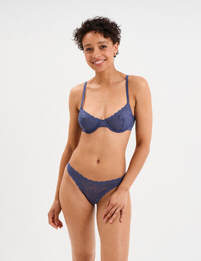 Soutien-gorge emboîtant dentelle bleu gris femme
