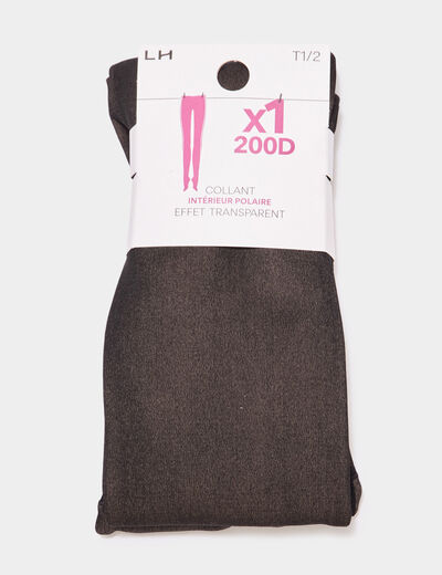 Collant polaire effet transparent 200D noir femme