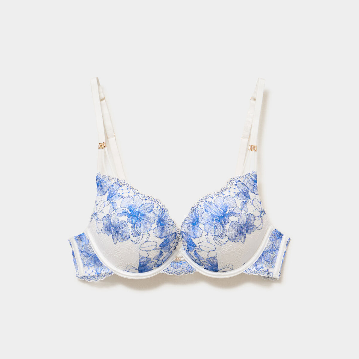 Soutien-gorge maxi push-up dentelle bleu clair femme