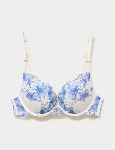 Soutien-gorge maxi push-up dentelle bleu clair femme