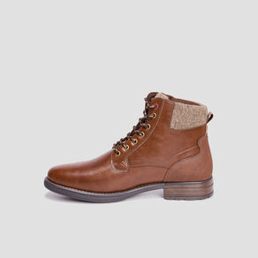 boots a lacets bi matieres marron homme Boots à lacets bi-matières marron homme
