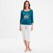Ensemble pyjama corsaire 2 pièces coton bleu canard femme