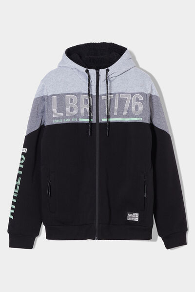 Sweat hoodie zippé à capuche Liberto noir homme