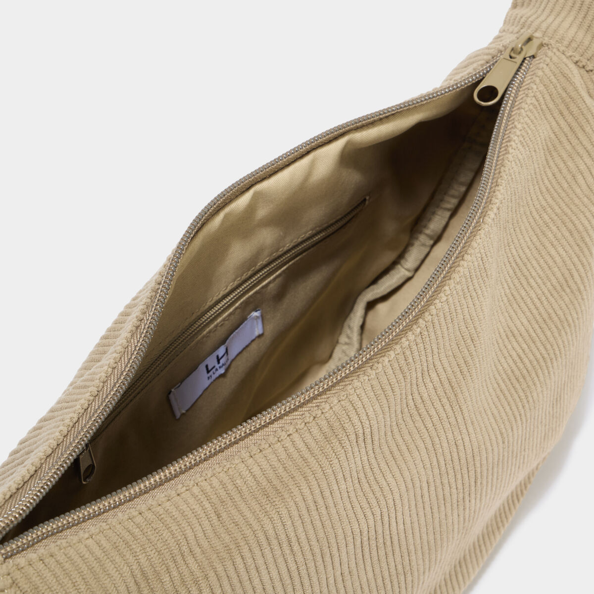 Sac banane effet velours c&ocirc;tel&eacute; vert kaki femme