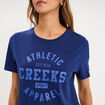 T-shirt col rond manches courtes bleu fonc&eacute; femme