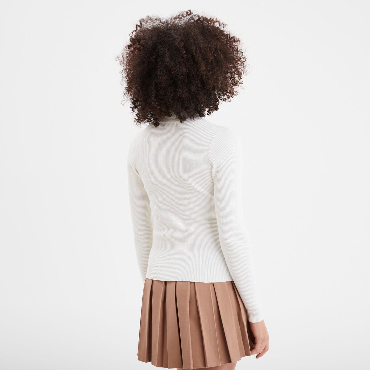 Pull côtelé col montant Creeks blanc femme