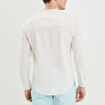 Chemise col mao lin mélangé blanc homme