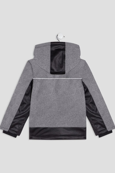 Blouson droit déperlant à capuche orange garçon